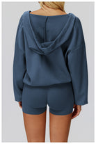 Langry blue hoodie and shorts set for casual fashion exercise wear