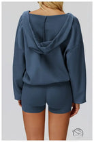 Langry blue hoodie and shorts set, loose comfortable exercise fashion ملابس