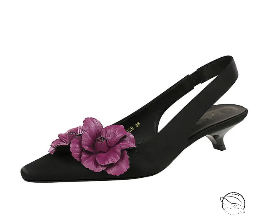 High Grade Floral Pointed Mid Heel Sandals