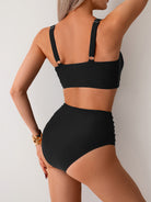 Black high-waisted bikini from Hot High Waist Split Swimsuit Bikini collection for stylish fashion