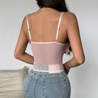 Langry floral sheer mesh boning corset push-up vest in lavender with adjustable straps