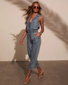 Casual Washed out Thin Denim Jumpsuit