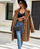 Modern retro faux fur coat in brown snake print by Langry fashion