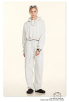 Langry winter retro hooded pullover in all-white sweatsuit fashion
