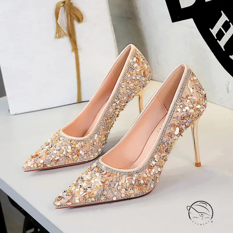 French Small Sharp Point High Heels