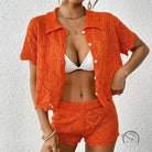 Orange knit shorts in beautiful beach sets