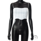 White open chest boning corset crop top in white