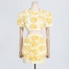 Cream-colored puff sleeve outfit with yellow roses from French Sweet Summer fashion set