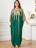 Green and gold embroidered langry fashion kaftan dress