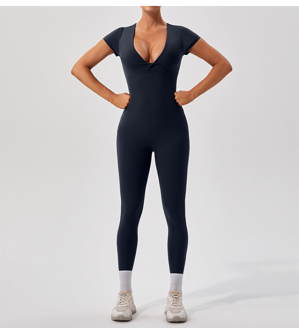Navy blue langry fashion ملابس yoga fitness one-piece bodysuit