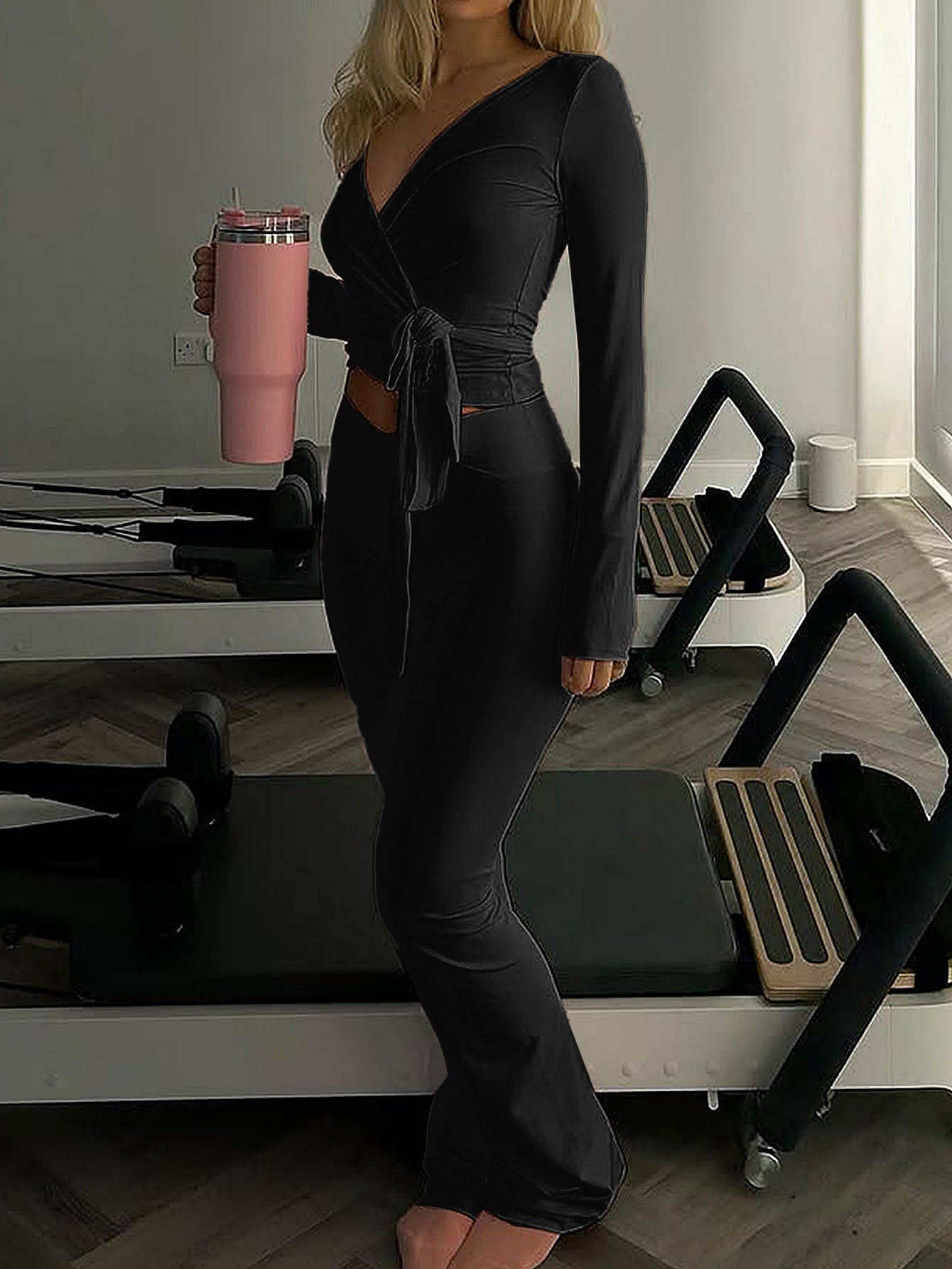 Pink insulated tumbler with silver lid and straw, langry fashion accessory for yoga sets