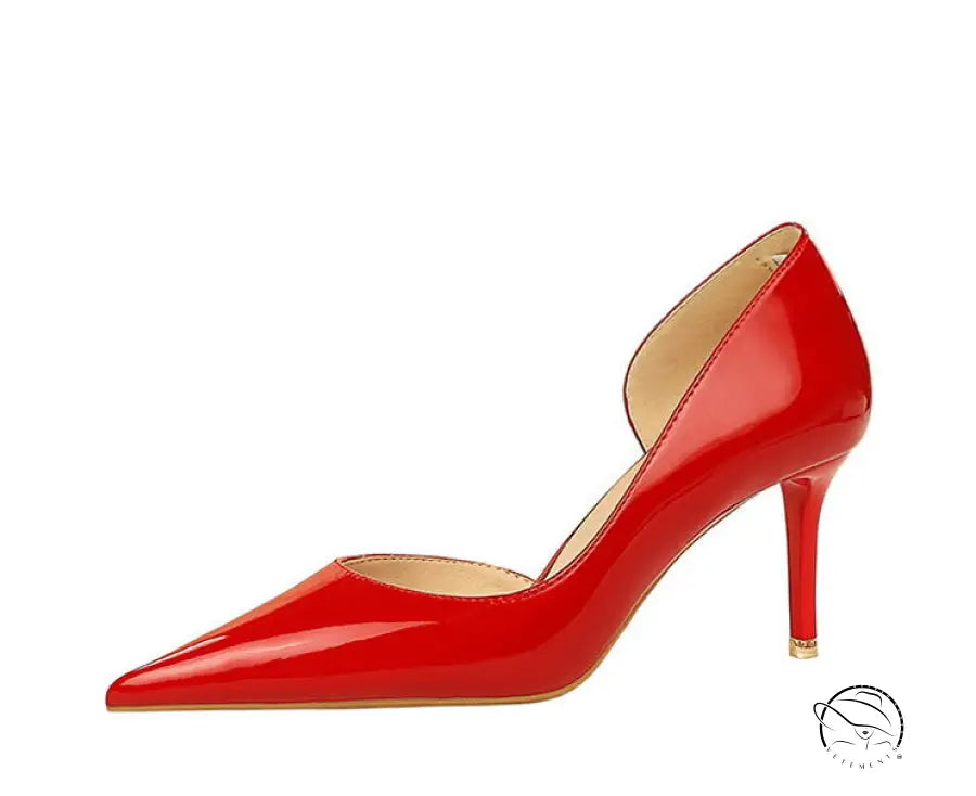 Shiny Patent Leather Side Hollow out High Heels