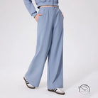 Light blue loose fitness warm pants with high waistband and pockets