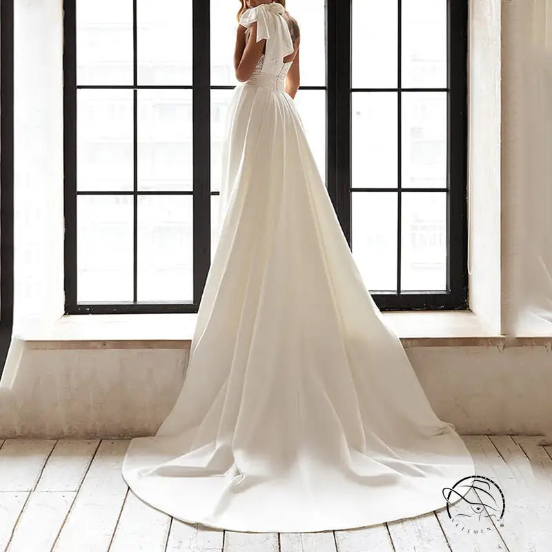 Elegant white slim fit dress for weddings