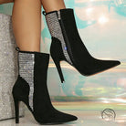 Black Velvet Slimming Short Pointed High Heel