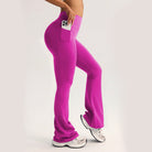 Bright magenta langry fashion wide leg high waist yoga pants with phone pocket
