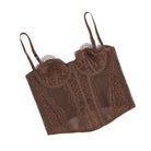 Brown lace lingerie set with sheer panels in Camisole Outerwear Top Bra fashion