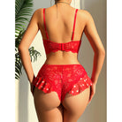 Elegant Red Love Valentine Day Lingerie Set featuring delicate red lace lingerie for fashion enthusiasts