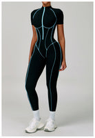 Black and teal Langry fashion jumpsuit for yoga exercise