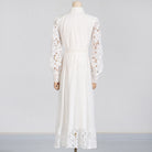 Elegant White Lace-Sleeved Maxi Dress for Women, perfect for summer fashion