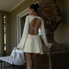 Elegant backless white mini A-line dress in enchanting fashion