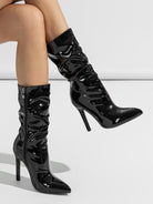 Leather Shoes Short High Heel Riding Boots