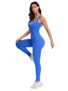 Vibrant royal blue ribbed langry fashion jumpsuit in peach slim fit