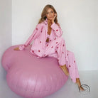 Lavender cloud bean bag with pink lips in langry fashion pajamas