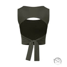 Olive green adjustable shockproof outdoor running bra with bow tie front