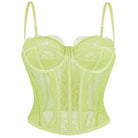 Langry neon green lace camisole outerwear top bra with mesh panels