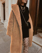 Langry casual faux fur tan teddy bear coat in fashion ملابس