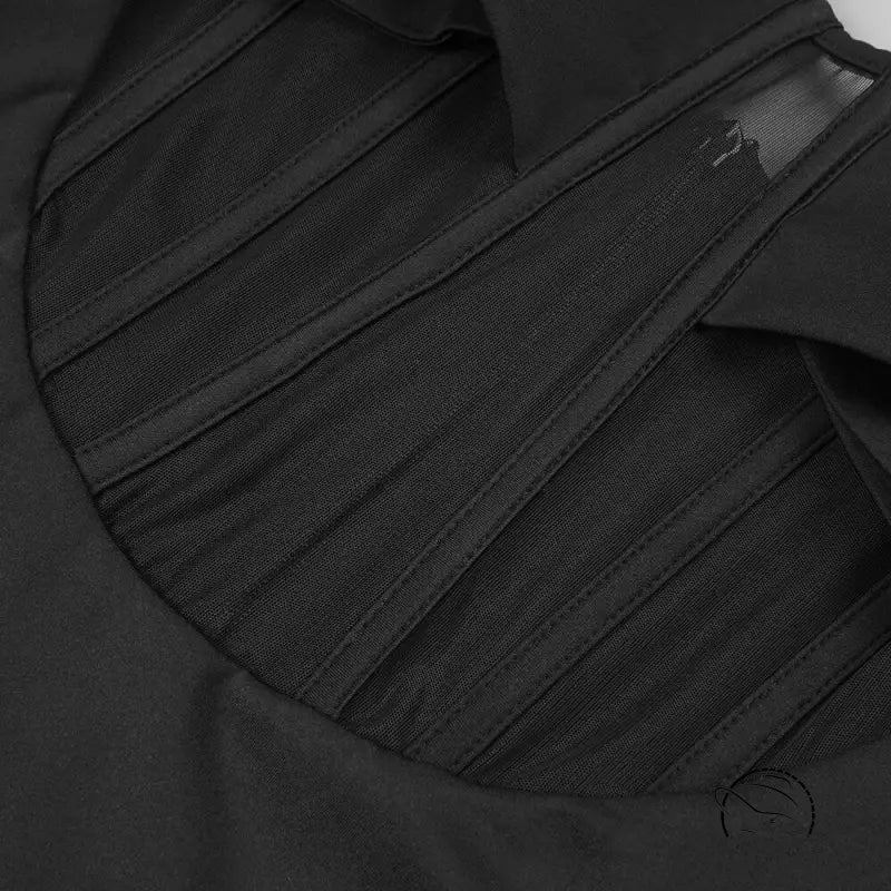 Black pleated maxi dress with rhinestone accents in Langry fashion