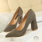 Pair of gray suede Comfy Skinny High Heels in langry fashion