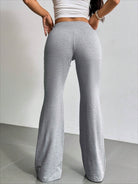 Gray flared pants from Langry, stylish high waist casual bell bottom fashionملابس