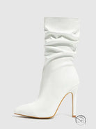 Leather Shoes Short High Heel Riding Boots