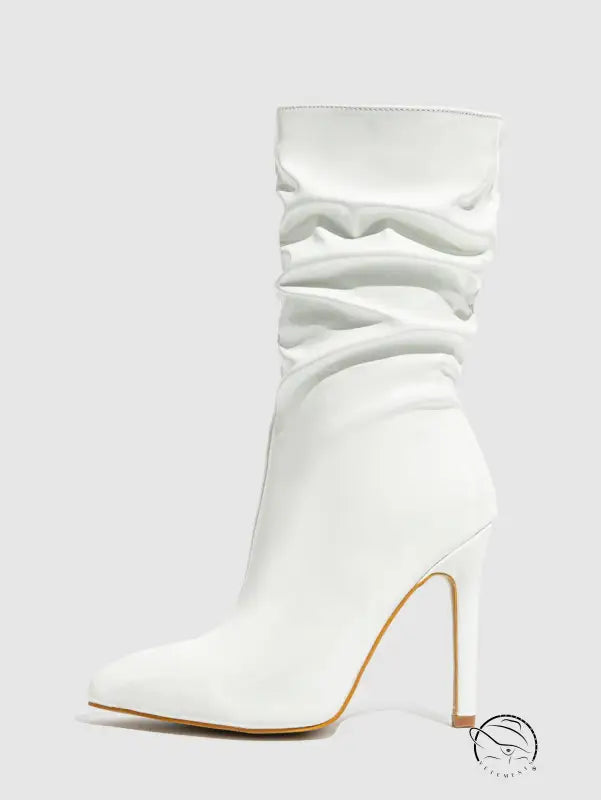 Leather Shoes Short High Heel Riding Boots