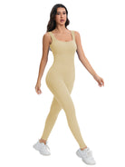 Breathable seamless langry beige ribbed bodysuit in peach slim fit fashion