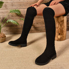 Suede Low Heel Over the Knee Boots