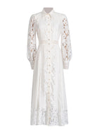 White lace-sleeved midi dress from French High Grade Dress Summer Women Clothing collection