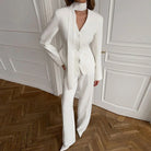 Langry fashion white tailored jumpsuit with high neckline and buttons
