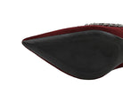 Elegant langry fashion Rhinestone Cocktail Stiletto Heel in burgundy velvet with rhinestone embellishments and textured sole
