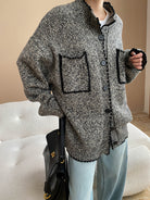 Fashionable Double Pocket Loose Knitted Sweater Coat