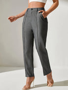High-waisted grey dress pants with pleats for women’s fashion and ملابس versatility