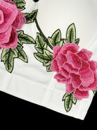 Pink peony embroidered langry fashion pillowcase with green leaves