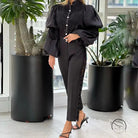 Elegant French artistic palace embroidery jumpsuit with black lace accents