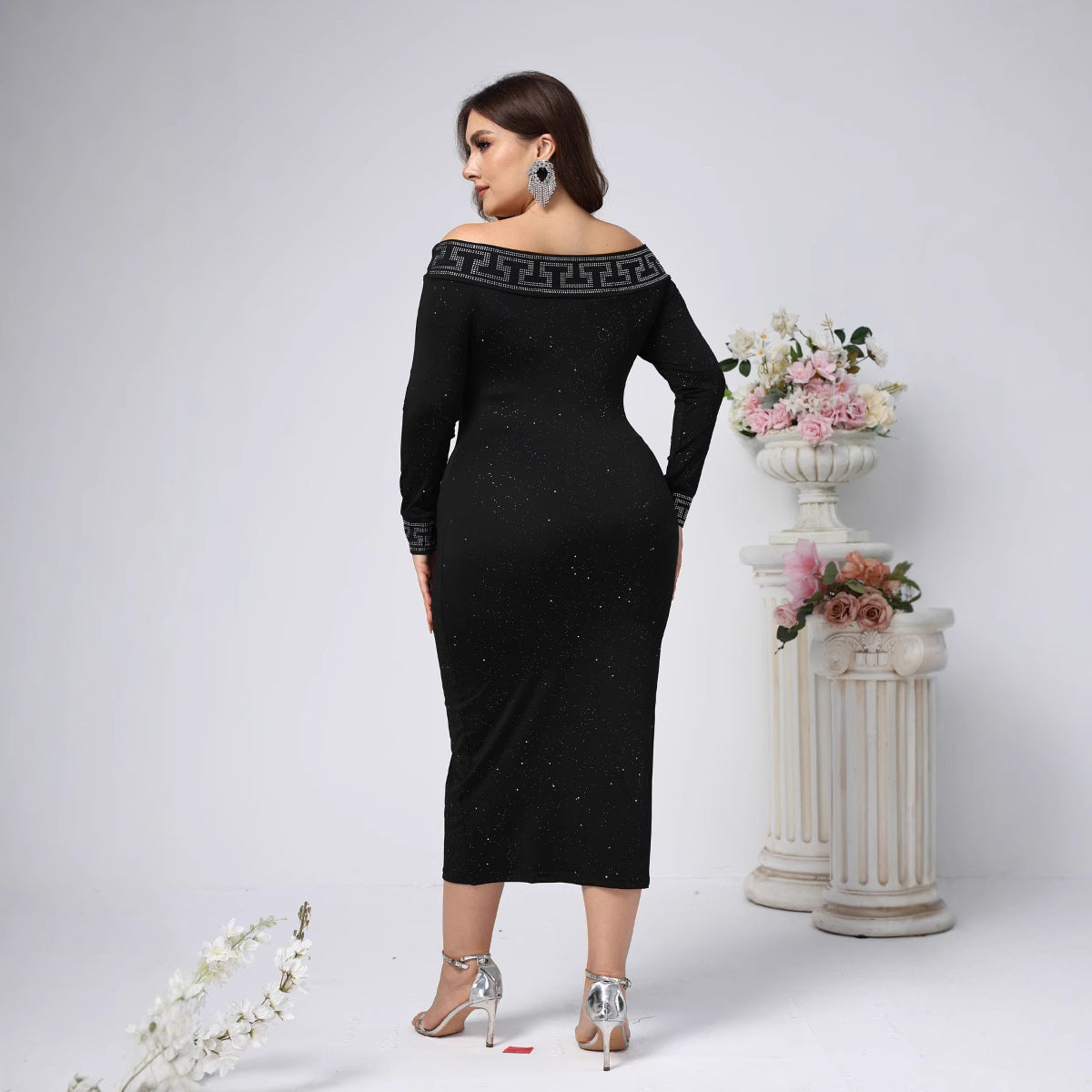 Elegant Sheath Pencil Long Sleeve Maxi Dress