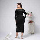 Elegant Sheath Pencil Long Sleeve Maxi Dress