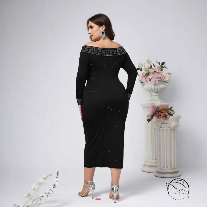 Elegant Sheath Pencil Long Sleeve Maxi Dress