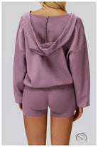 Langry lavender fashion hoodie and shorts set, loose comfortable exercise coat