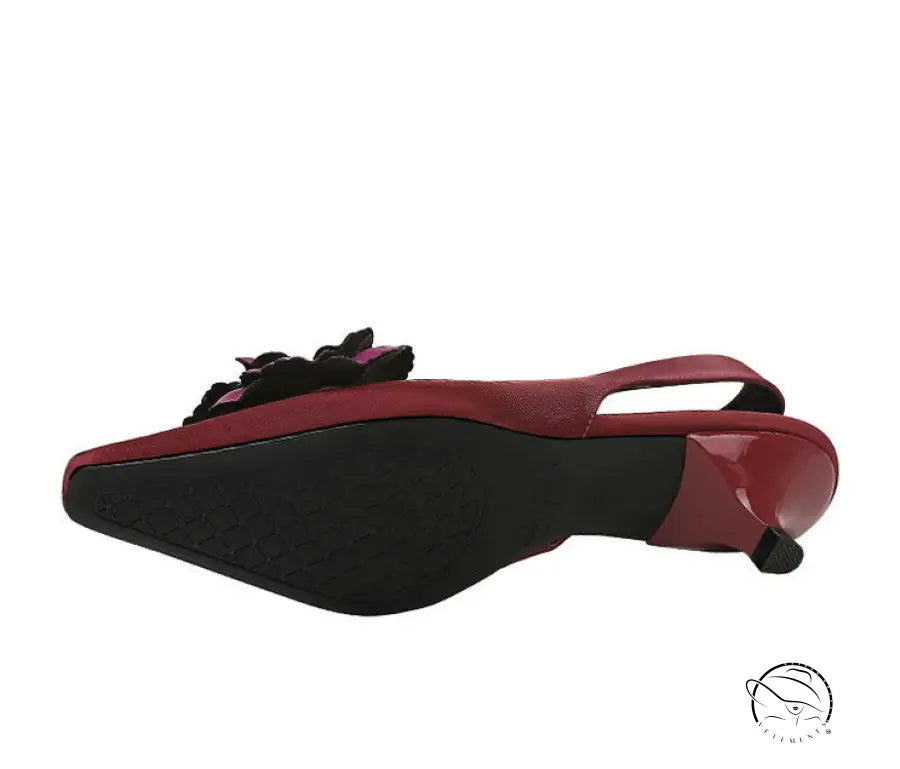 High Grade Floral Pointed Mid Heel Sandals